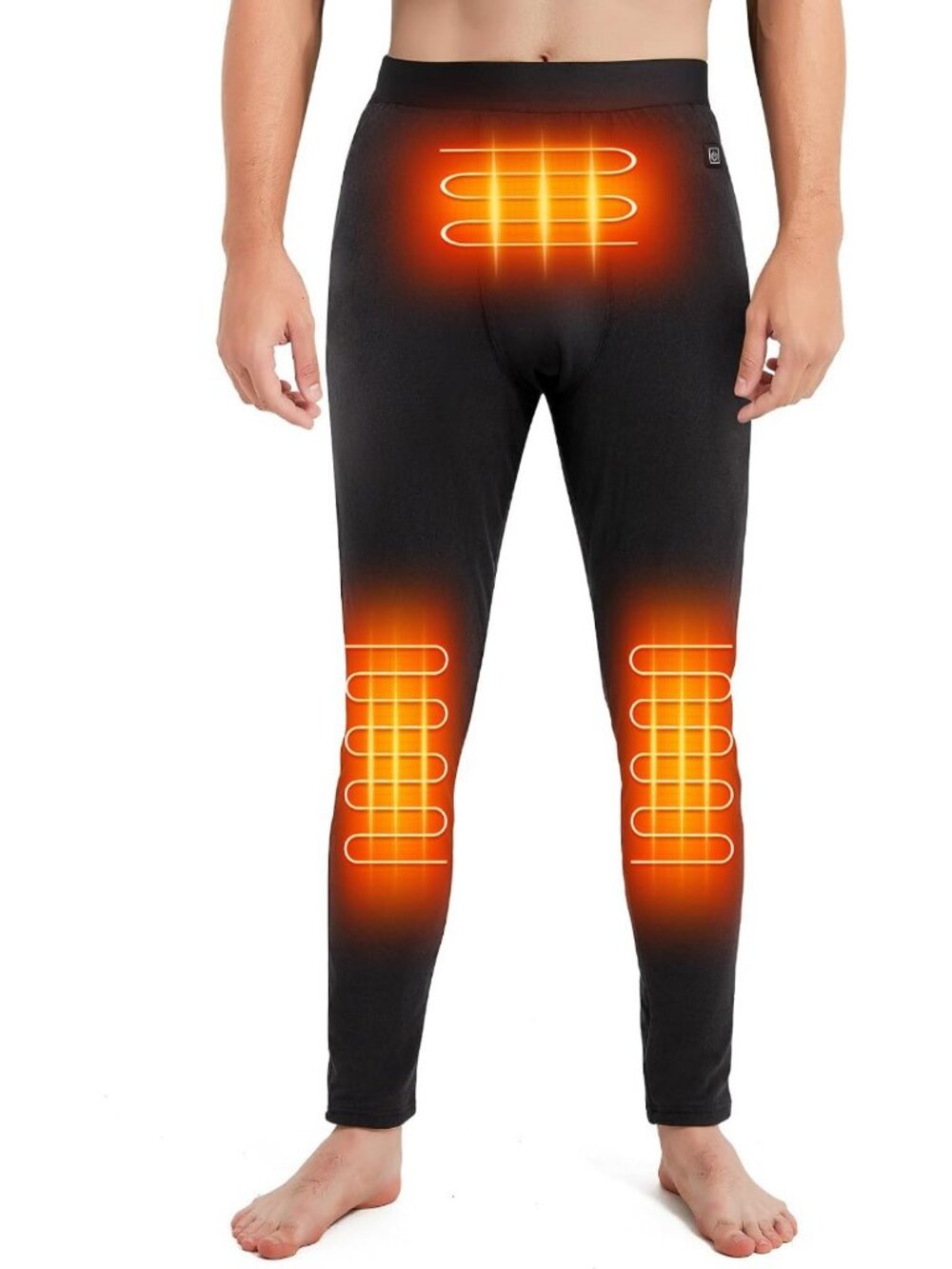 Men's Fleece Lined Heated Long Johns Pants with Battery Pack - Warm Thermal Gear